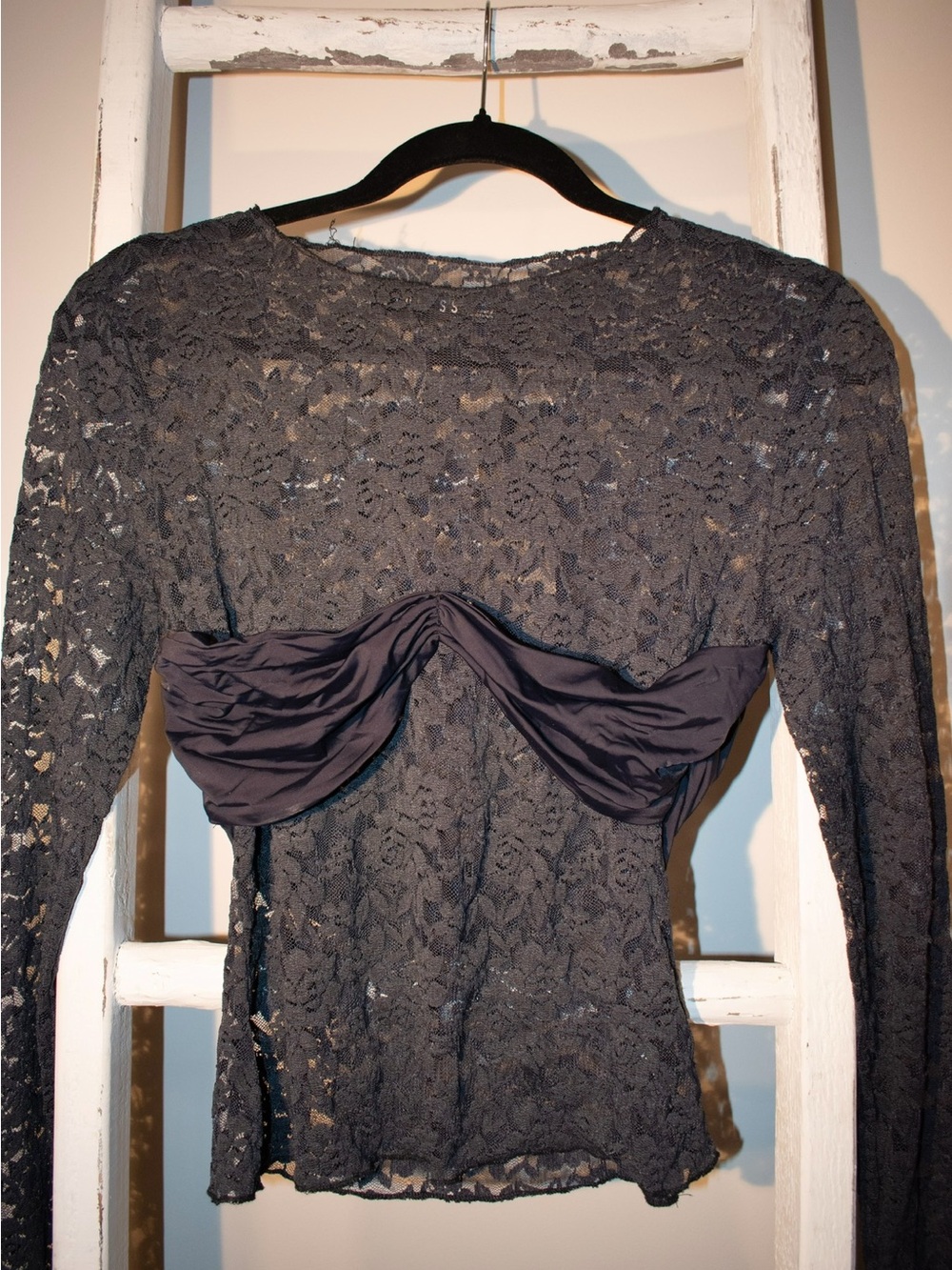 Lioness Navy Blue Lace Long Sleeve Top with Satin Bandeau